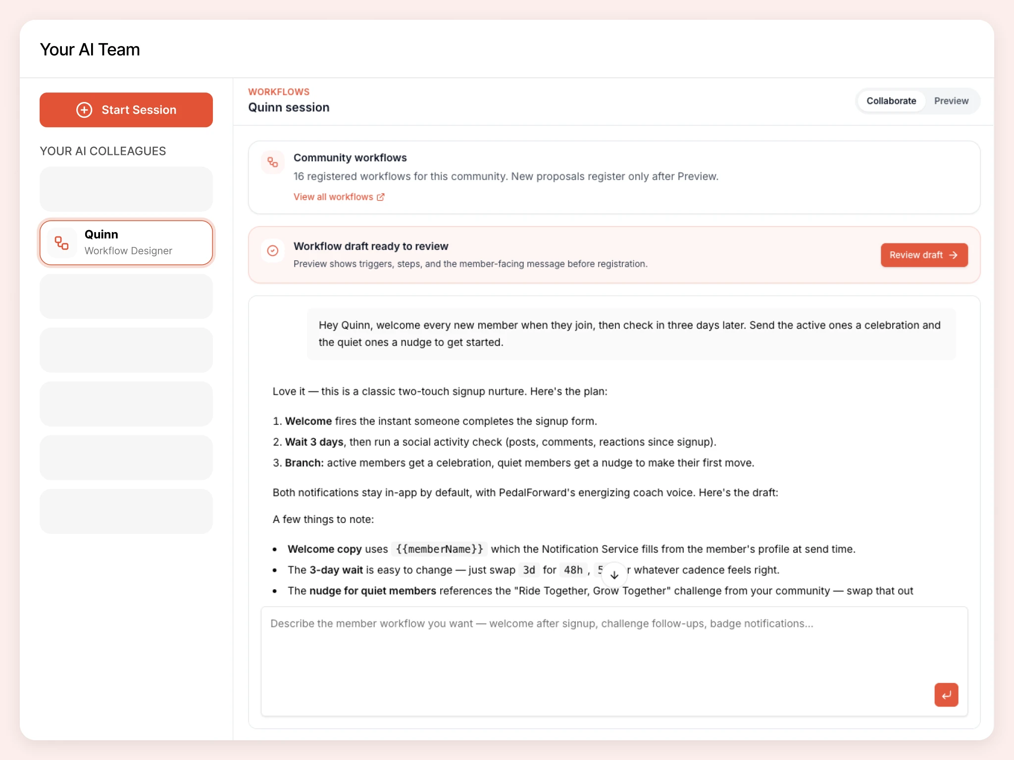 Collaborate with Quinn to build a personalised customer journey