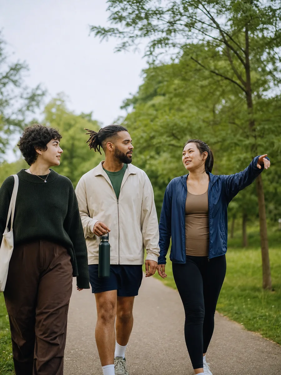 A local walking group meeting in a park